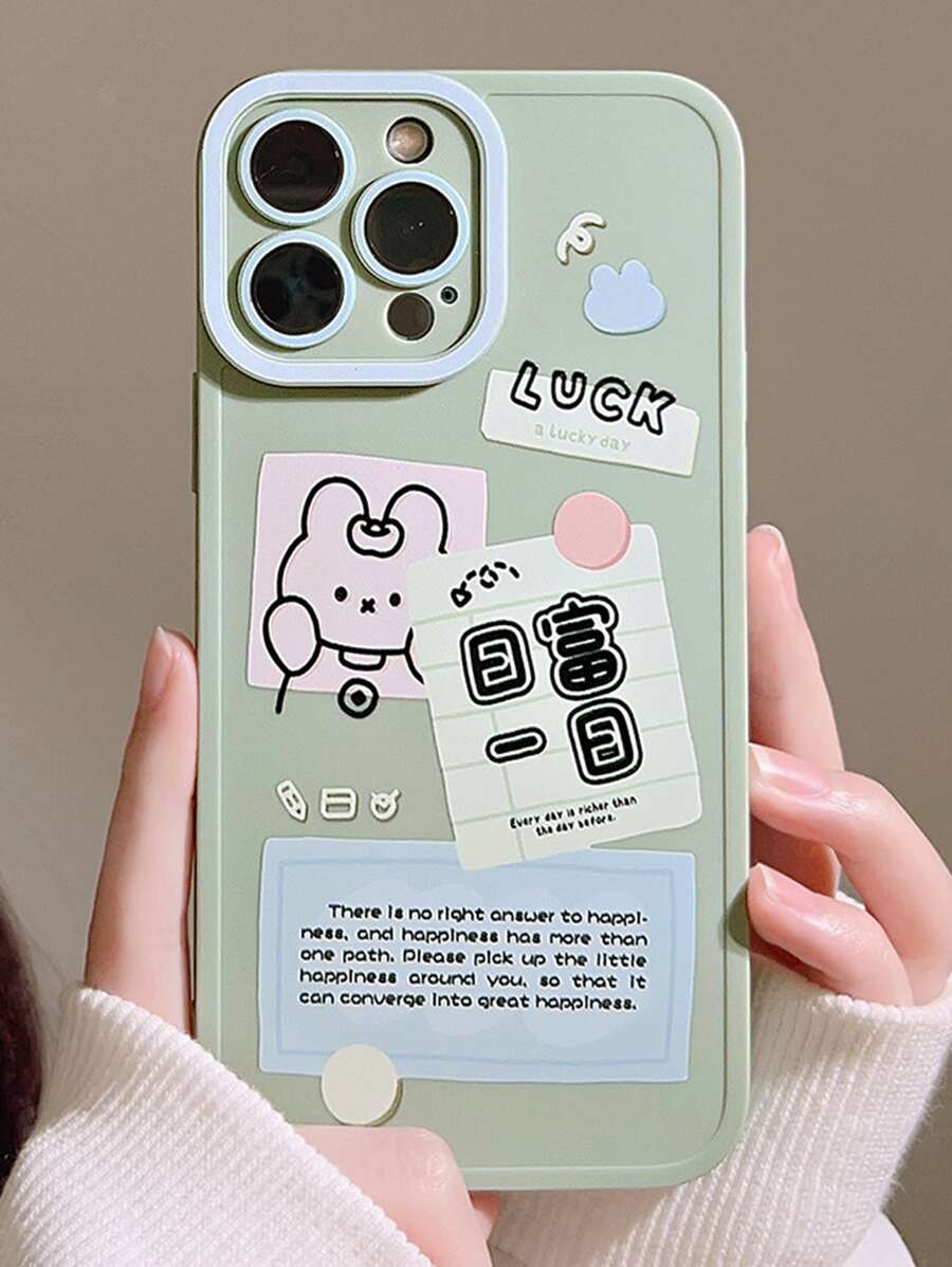 Handyhülle mit Cartoon Hase Muster - Verschiedenfarbig - Übersicht 1