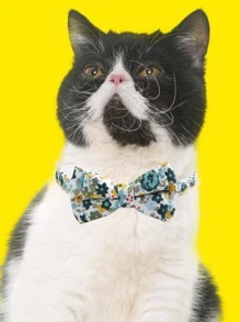 春季小花印花猫项圈兔子印花宠物领结项圈 - 彩色 - 查看 2