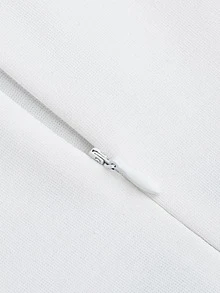 HOMEYEE Contrast Trim Bodycon Dress Business Dress - White - View 5