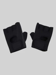 2pcs Half-Finger Gloves,Suitable For Cycling,Riding Motorcycle And Skiing,Black Gloves - Black - View 2