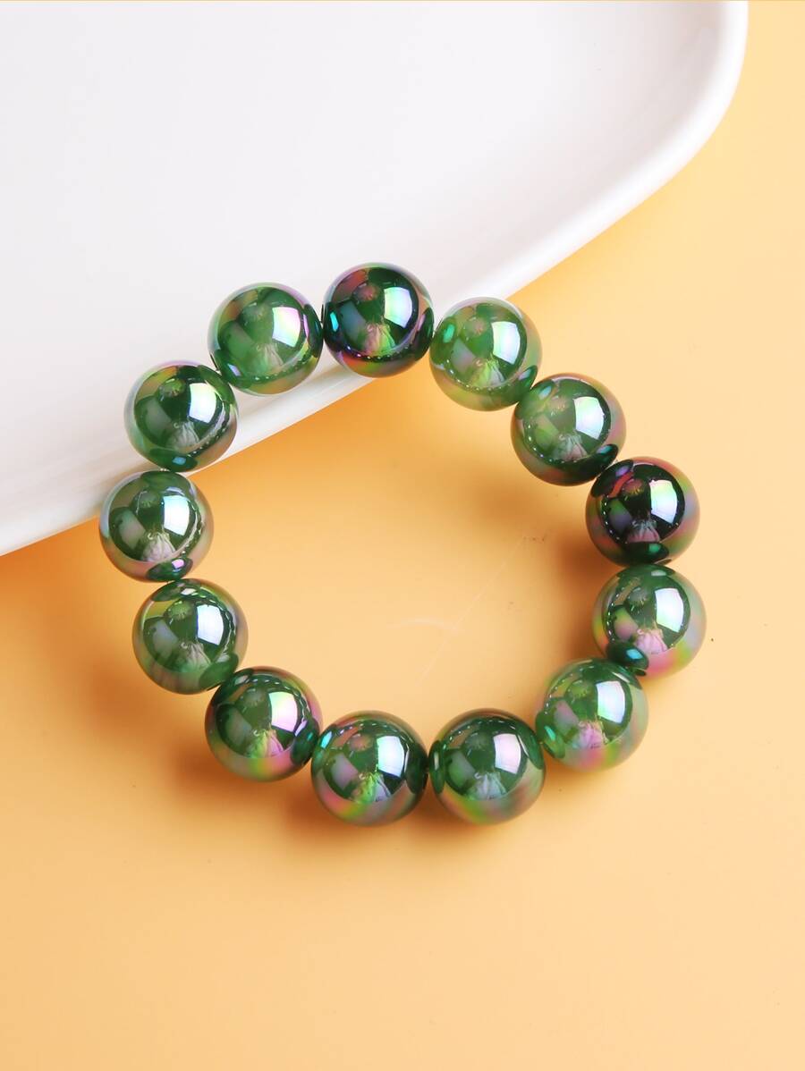 Minimalist Beaded Bracelet - Green - View 1