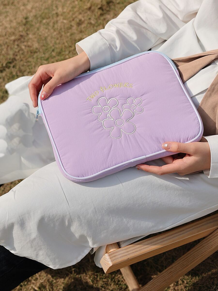 FANHUABUYU Túi xách tay thêu hoa - Màu tím - Xem 1