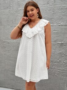 SHEIN Frenchy Vestido schiffy de espalda abierta con cordón ribete con fruncido - Blanco - Ver 4