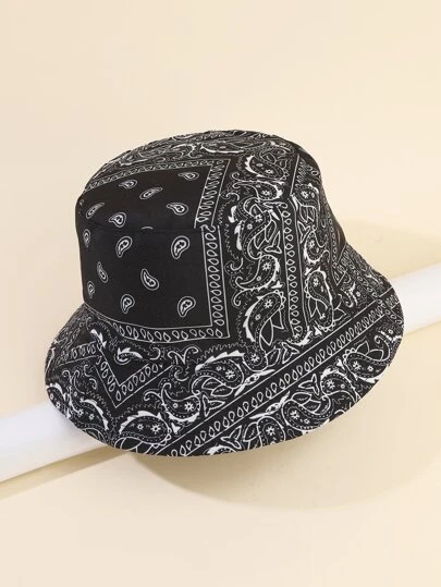 1pc Classic Men Paisley Print Bucket Hat Boho Men's Sun Hat Summer Hat, Suitable For Summer Outdoor Activities Such As Hiking And Fishing