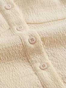 SHEIN MOD Vestido de hombro con cordón bajo con fruncido - Albaricoque - Ver 4