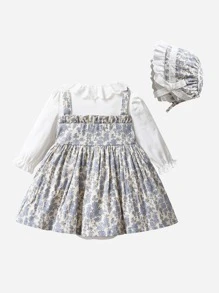 女寶寶春季洋裝新款兒童一歲二合一連體衣洋裝春秋時尚風格時尚公主裙 - 彩色 - 查看 2