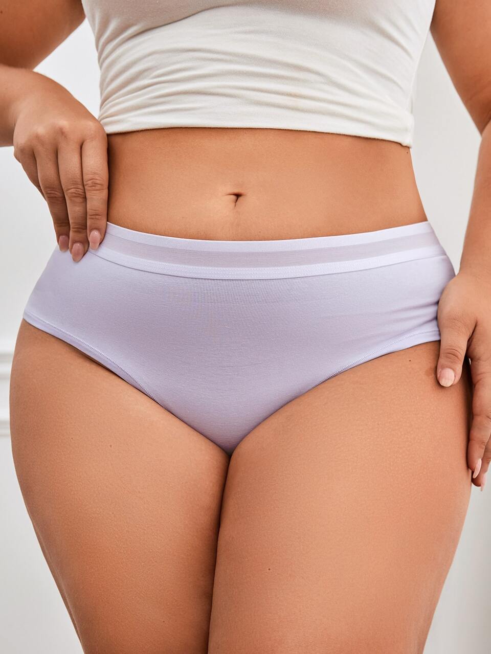 Plus 3-Packs Mid Rise Cotton Briefs Women Underwear Panties Set