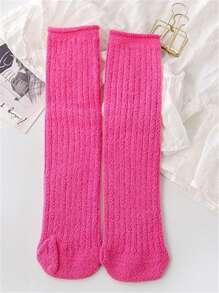 Girls Solid Over The Knee Socks - Rose Red - View 1