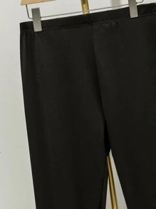 Mulvari Plus Slogan Graphic Drop Shoulder Split Hem Tee & Leggings - Multicolor - View 6