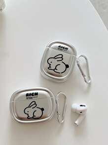 電鍍兔子圖案耳機殼適用於Airpods - 銀色 - 查看 1
