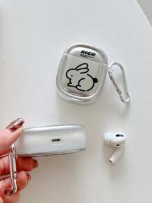 電鍍兔子圖案耳機殼適用於Airpods - 銀色 - 查看 2