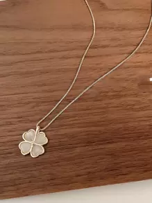 幸運草吊墜項鏈 - 金黃色 - 查看 1