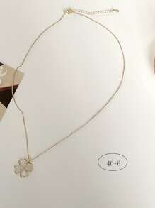 幸運草吊墜項鏈 - 金黃色 - 查看 3