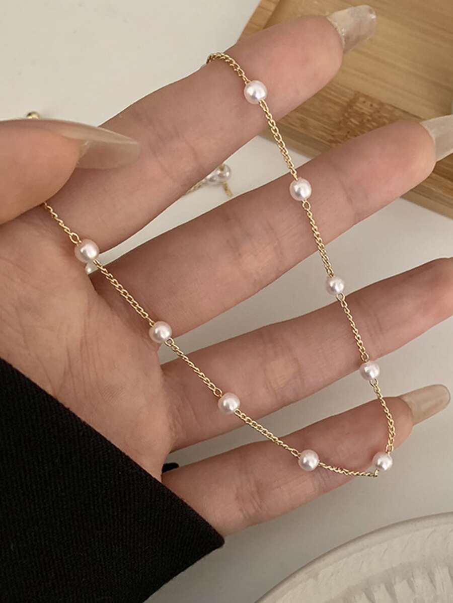 Faux Pearl Decor Necklace SHEIN USA