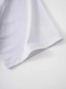 ROMWE MEN Street Life Guys Cotton Wing & Letter Graphic Tee - White - View 4