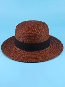 Letter Decor Straw Hat - Coffee Brown - View 2