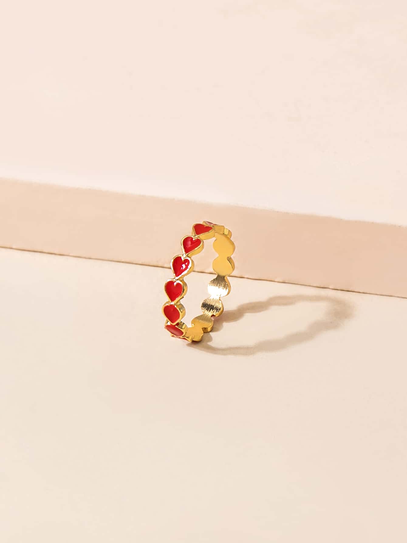 Heart Decor Ring - Red - View 1