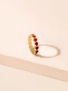 Heart Decor Ring - Red - View 3