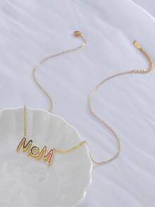 Collar con diamante de imitación con diseño de letra - Amarillo Oro - Ver 2