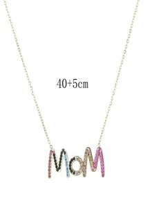 Collar con diamante de imitación con diseño de letra - Amarillo Oro - Ver 3