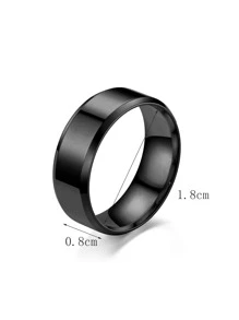 男士時尚休閒金屬刻面戒指，適合珠寶禮物和派對 - 黑色 - 查看 3
