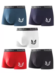 Men 5pcs Letter Tape Waist Boxer Brief - Multicolor - View 1