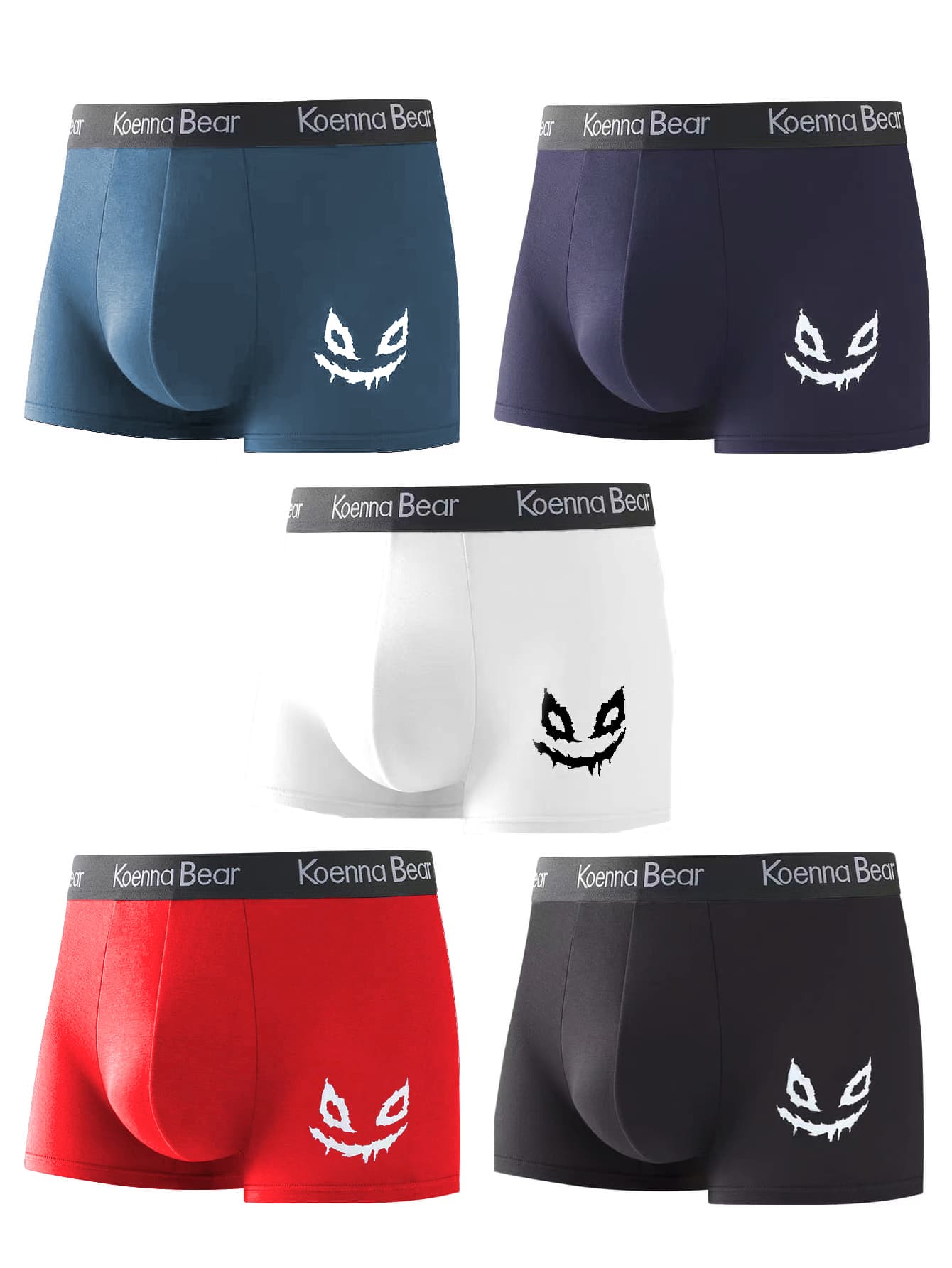 Men 5pcs Letter Tape Waist Boxer Brief - Multicolor - View 1