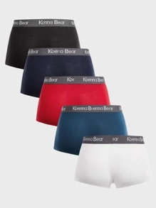 Men 5pcs Letter Tape Waist Boxer Brief - Multicolor - View 2