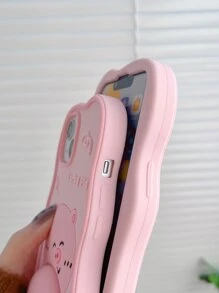 1 pieza Funda de silicona con forma de cerdo compatible con Apple iPhone 13/14 Pro Max/13 Pro Max/11/12, linda y de cobertura completa, a prueba de golpes - Rosa Pálido - Ver 4