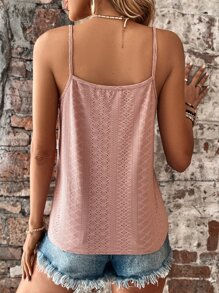 SHEIN LUNE Top de tirantes con encaje en contraste - Rosa vieja - Ver 2