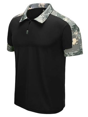 Men Contrast Camo Print Polo Shirt