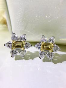 Hoa tai đính đá Cubic Zirconia - Màu vàng - Xem 8