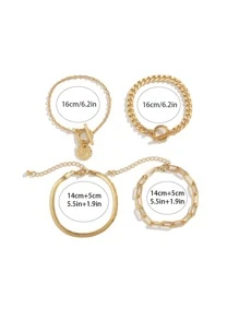 4 cái/bộ Vòng đeo tay có khóa đĩa quyến rũ OT - Vàng - Xem 5