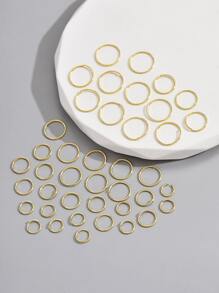 40入組簡約非閉合開口圈耳環，多種尺寸，適合女士日常佩戴，自由搭配 - 金黃色 - 查看 2