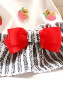 1pc Strawberry Embroidered Pet Dress - Black and White - View 5
