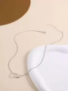 圓圈裝飾鏈條樣式項鍊 - 銀色 - 查看 2