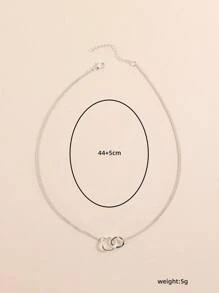 圓圈裝飾鏈條樣式項鍊 - 銀色 - 查看 6
