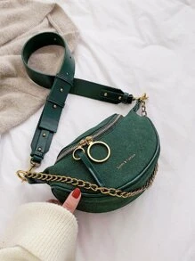 Riñonera pequeño con estampado de letra con diseño de cadena - Verde - Ver 1