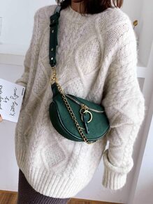 Riñonera pequeño con estampado de letra con diseño de cadena - Verde - Ver 2