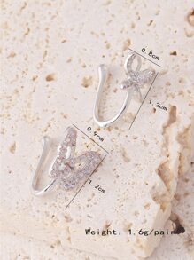 2pcs/set Cubic Zirconia Butterfly Decor Nose Cuff - Silver - View 3