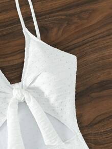Bañador una pieza con nudo delantero con abertura - Blanco - Ver 6