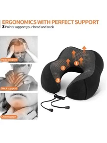 1入組雙色旅行枕現代滌綸旅行枕 - 黑色 - 查看 4