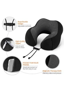 1入組雙色旅行枕現代滌綸旅行枕 - 黑色 - 查看 5