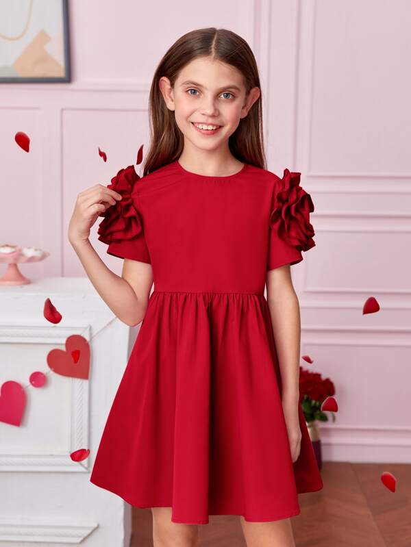 SHEIN Kids CHARMNG Girls Ruffle Trim Dress SHEIN USA