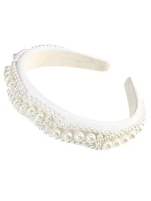 Faux Pearl Decor Headband - White - View 1