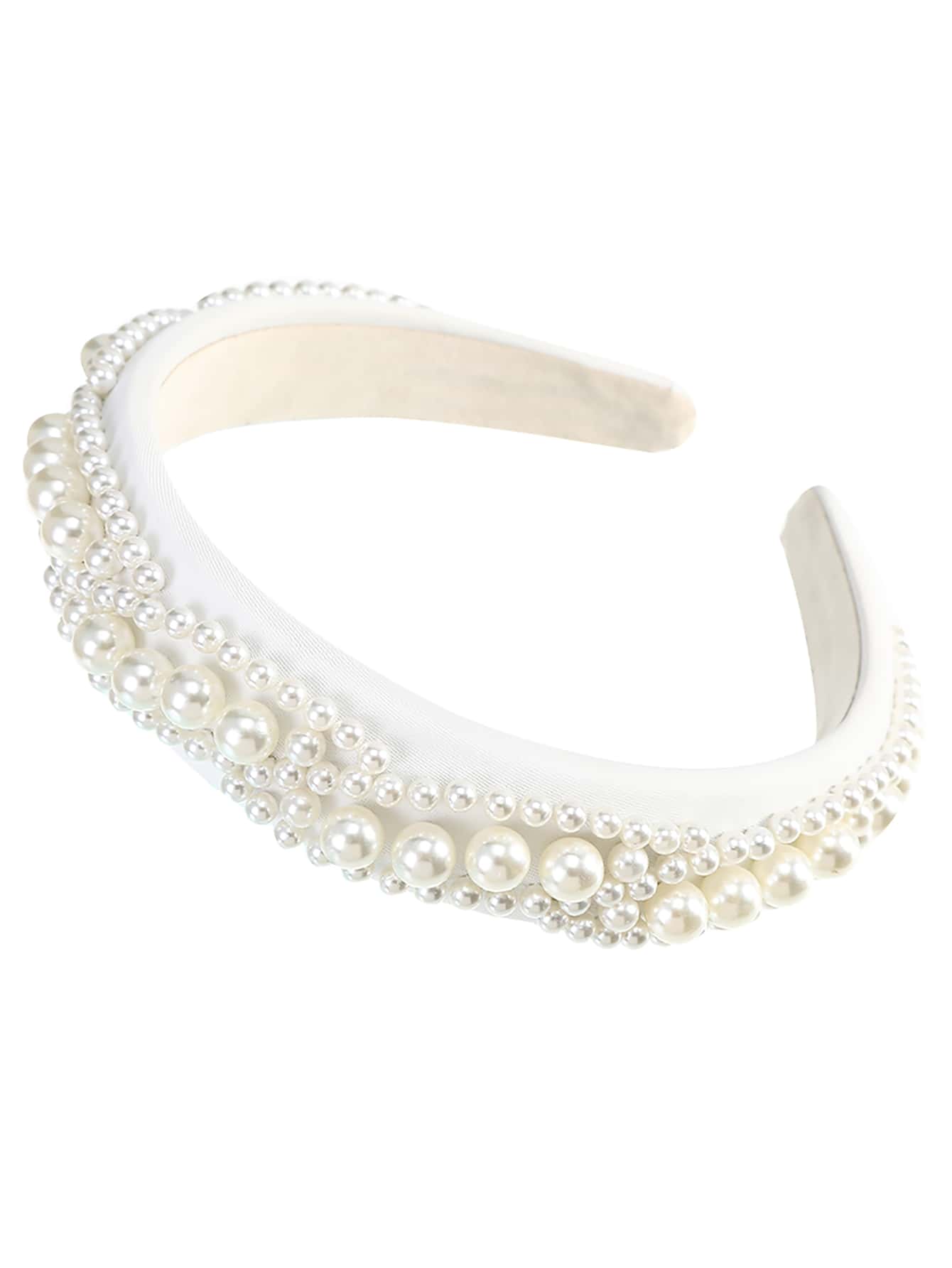 Faux Pearl Decor Headband - White - View 1
