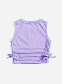 SHEIN Chicas Top tank fruncido con nudo lateral - Lila Púrpura - Ver 2