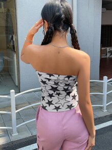 DAZY Áo ống in hình ngôi sao Y2K dành cho nữ Áo đi chơi Y2K - Xám - Xem 7