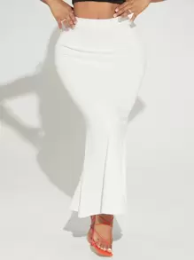 SHEIN SXY Váy nữ Xù màu trơn Thanh lịch - trắng - Xem 3