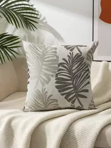 1入組無填充物葉形提花靠墊套纖維裝飾抱枕套適用於客廳家居裝飾 - 彩色 - 查看 4